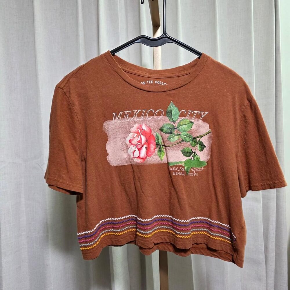 Aeropostale Women's Brown and Orange T-shirt